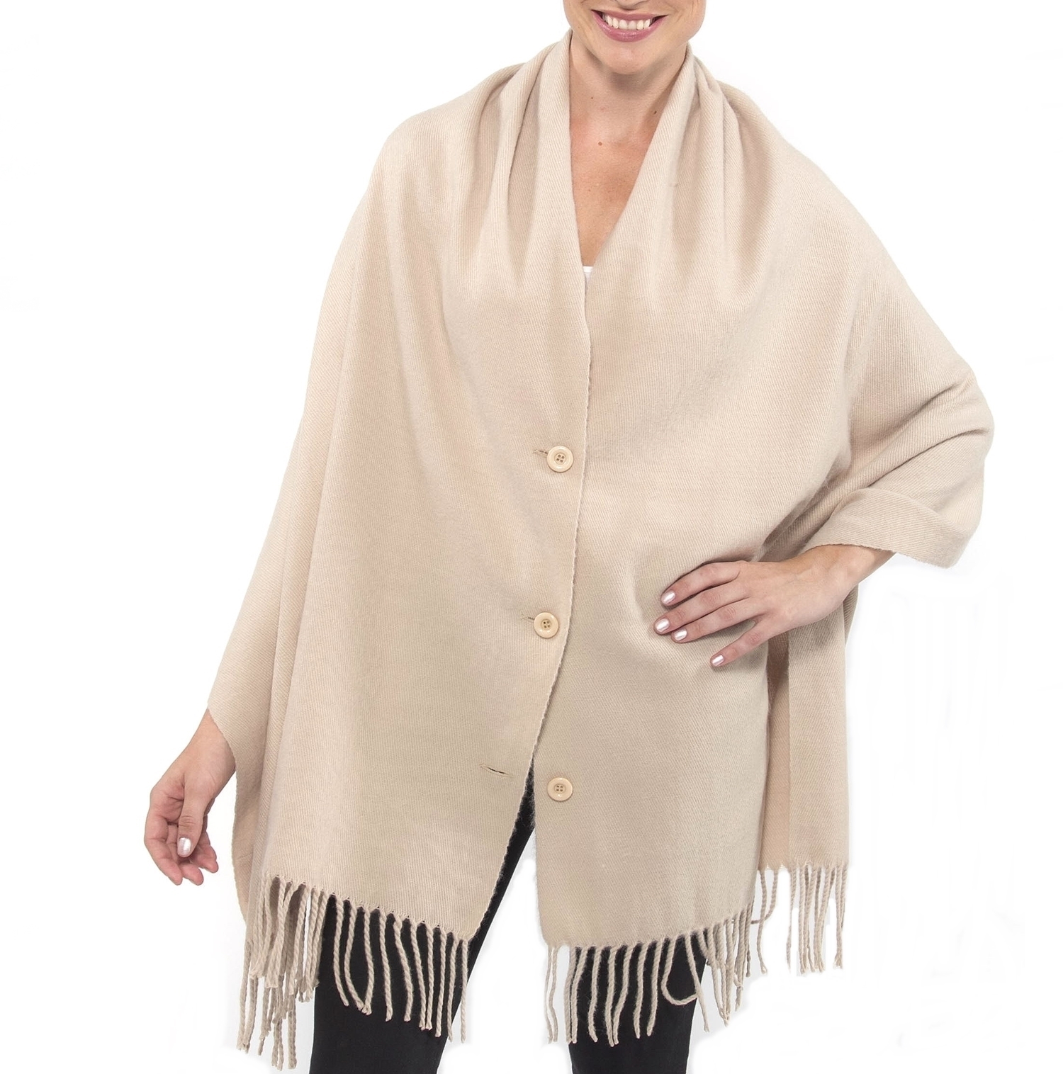 Alpine Swiss Women's Pashmina Button Up Shawl Cape Poncho Blanket Scarf